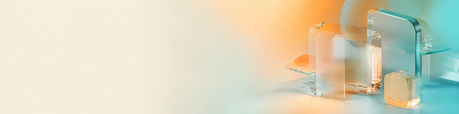 Frosted Glass Geometric Over Pastel cool LinkedIn banner