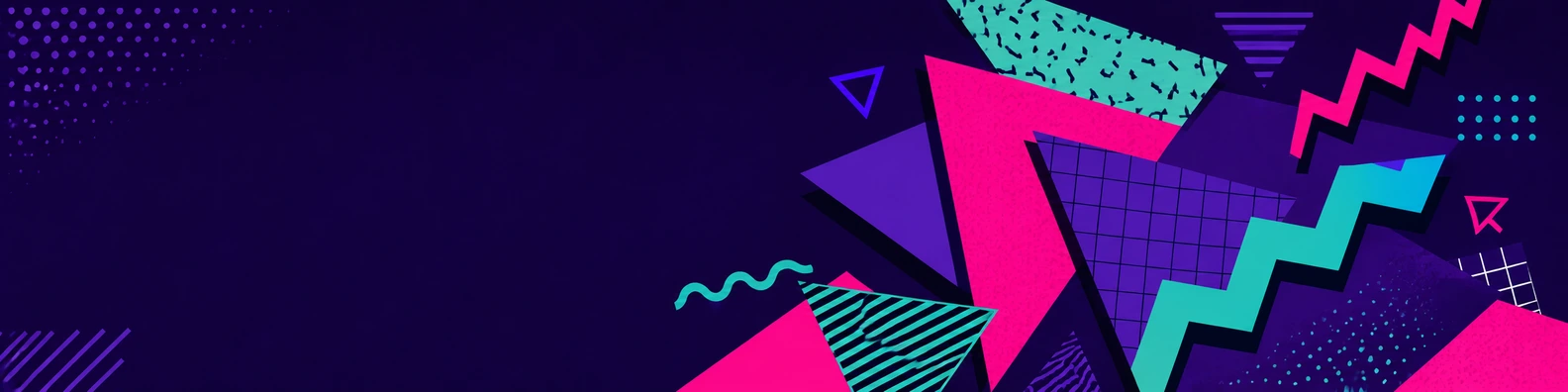 80s Bold Geometric Shapes cool LinkedIn banner