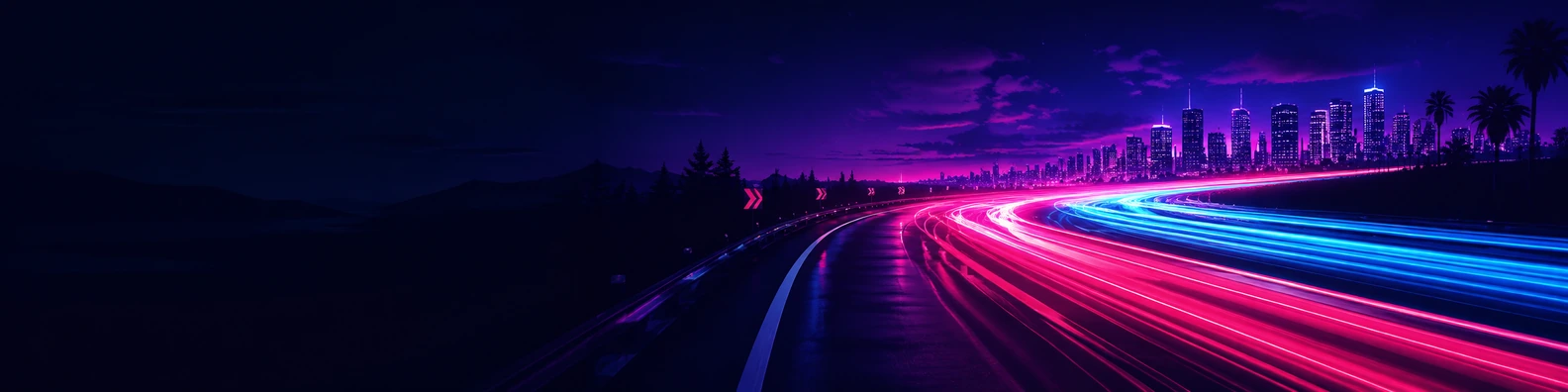 Neon Tail Light Streaks cool LinkedIn banner