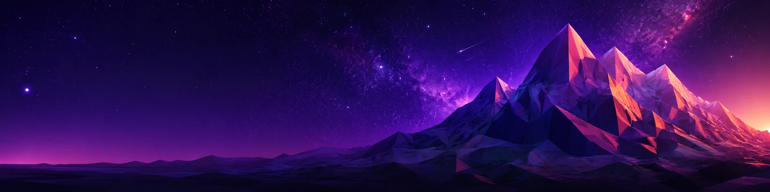 Low-Poly Cosmic Mountain Range cool LinkedIn banner