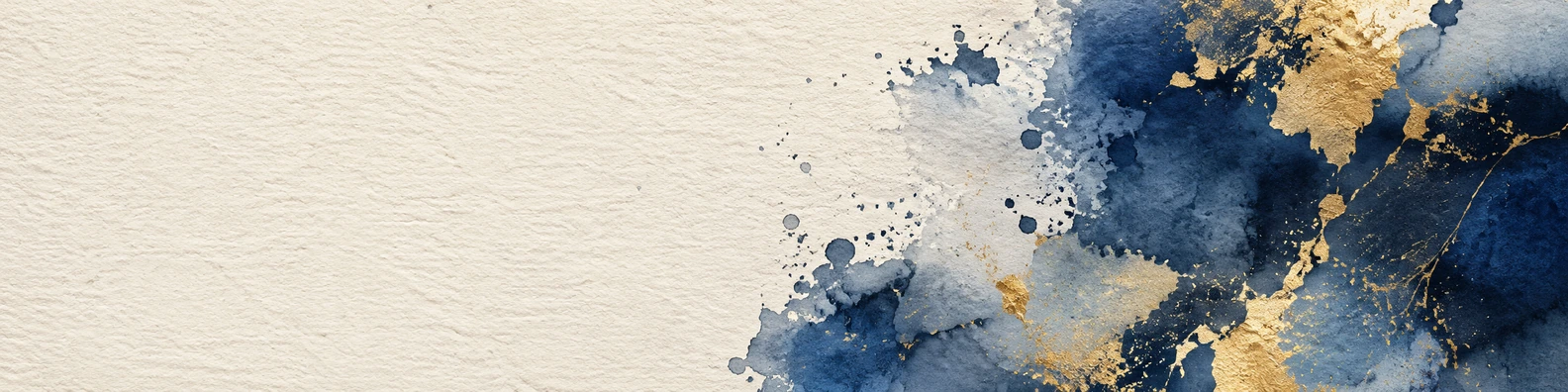 Indigo Watercolor & Gold Leaf unique LinkedIn banner