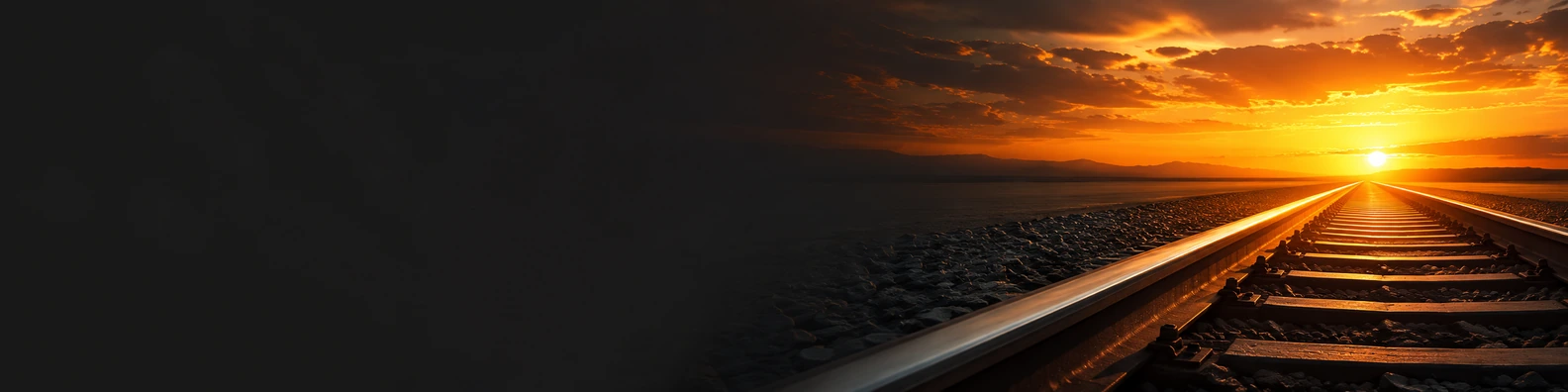 Low-Angle Train Track Sunset unique LinkedIn banner