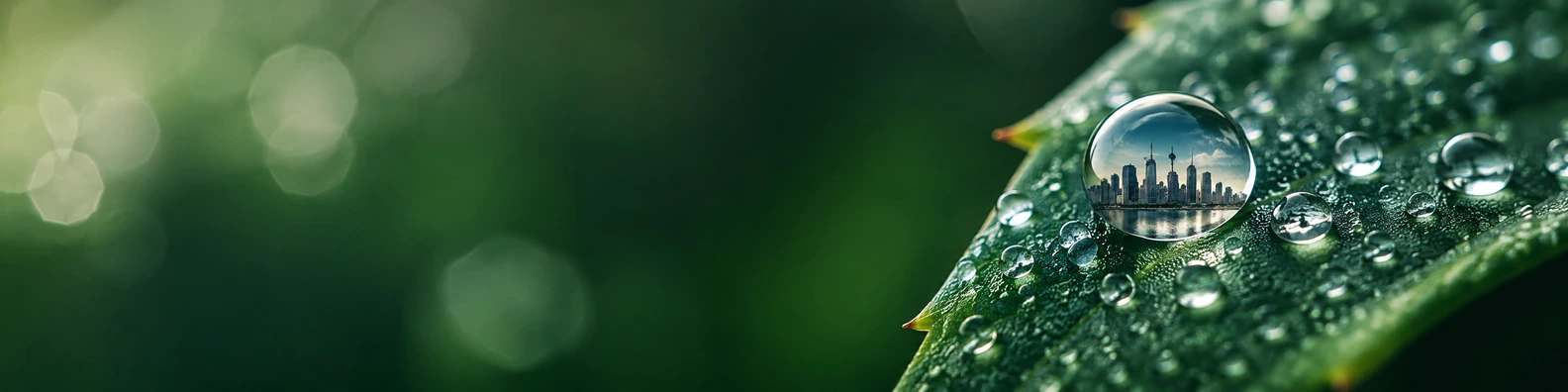 Dewdrops Reflecting City Skyline unique LinkedIn banner