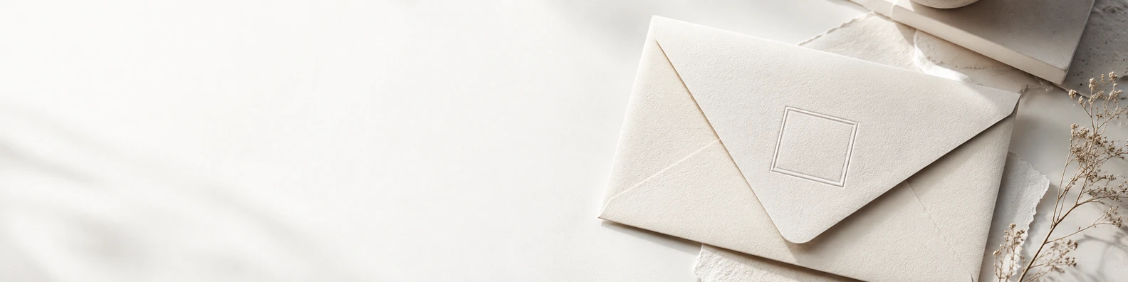 Blind-Debossed Envelope creative LinkedIn banner for a professional profile