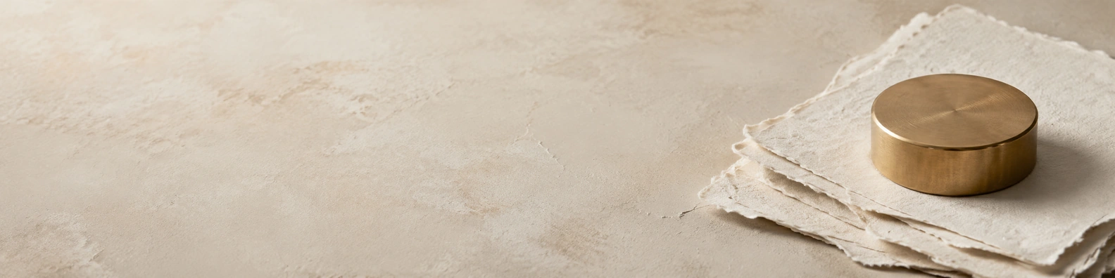 Brass & Linen Palette creative LinkedIn banner for a professional profile