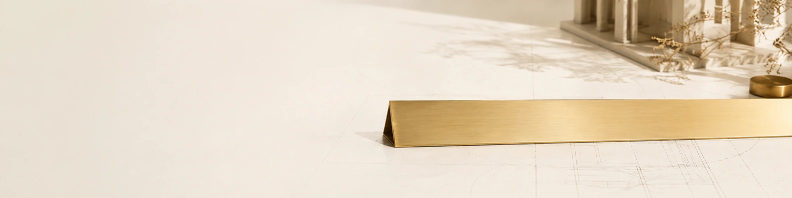 Brass Architectural Ruler creative LinkedIn banner for a professional profile