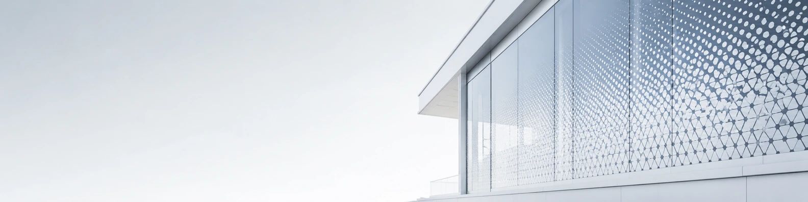 Ceramic-Fritted Glass Panel urban city LinkedIn banner for a professional profile