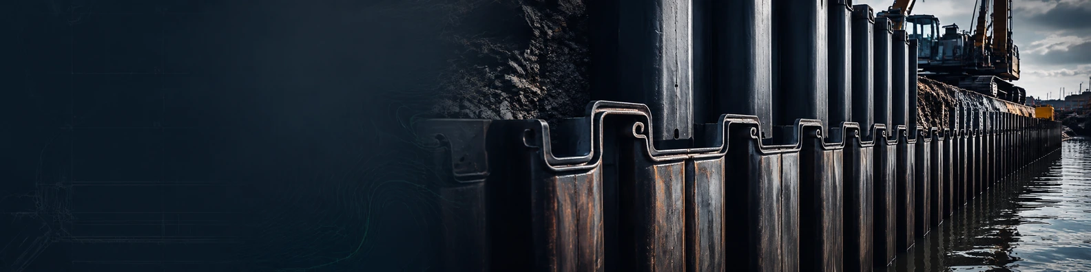 Civil Infrastructure Sheet Piling business LinkedIn banner for real estate architecture and construction professionals