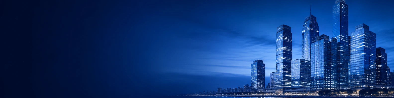Clean Blue Hour Corporate Hub urban city LinkedIn banner for a professional profile