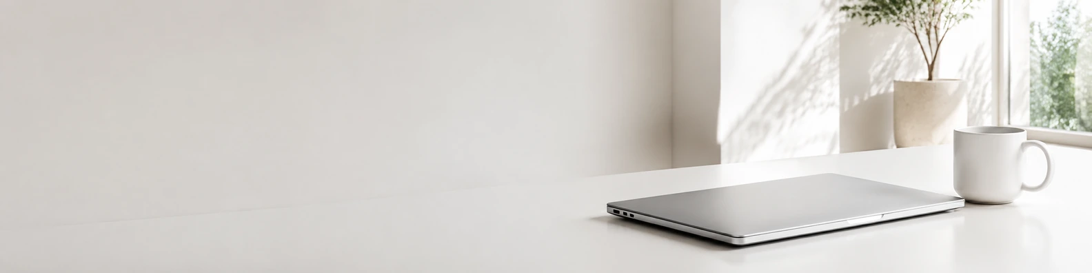 Closed Slate Laptop workspace LinkedIn banner for custom text and digital professional profiles