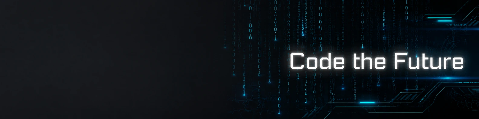 Code the Future quote LinkedIn banner for a professional profile