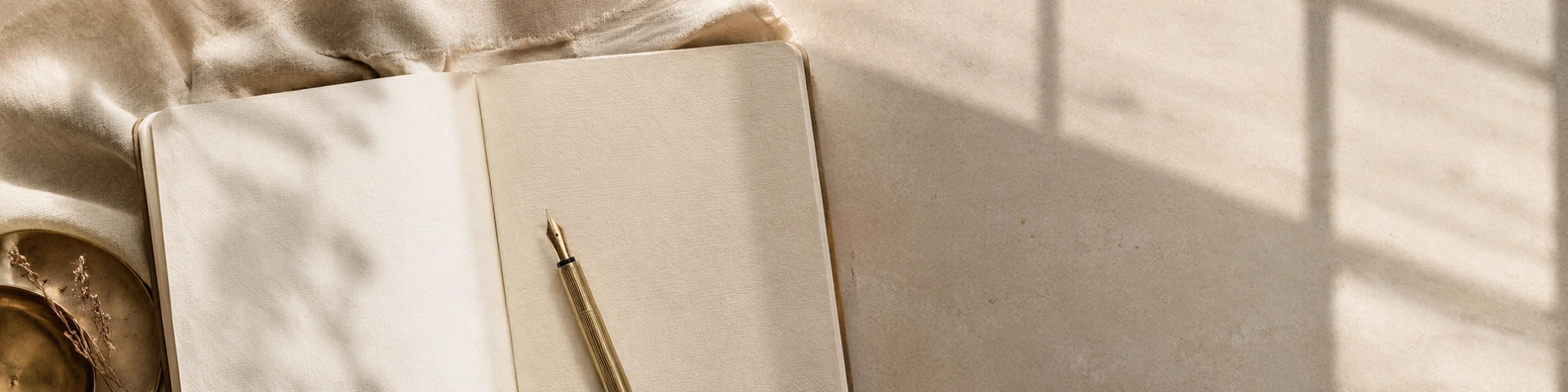 Editorial Script Flat-Lay creative LinkedIn banner for a professional profile