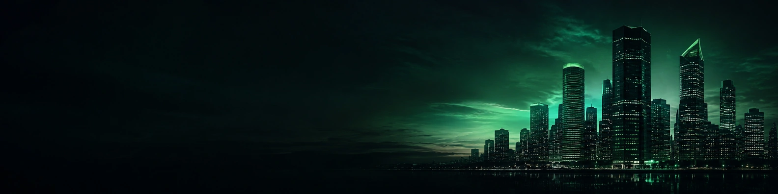 Emerald City Twilight Aura urban city LinkedIn banner for a professional profile