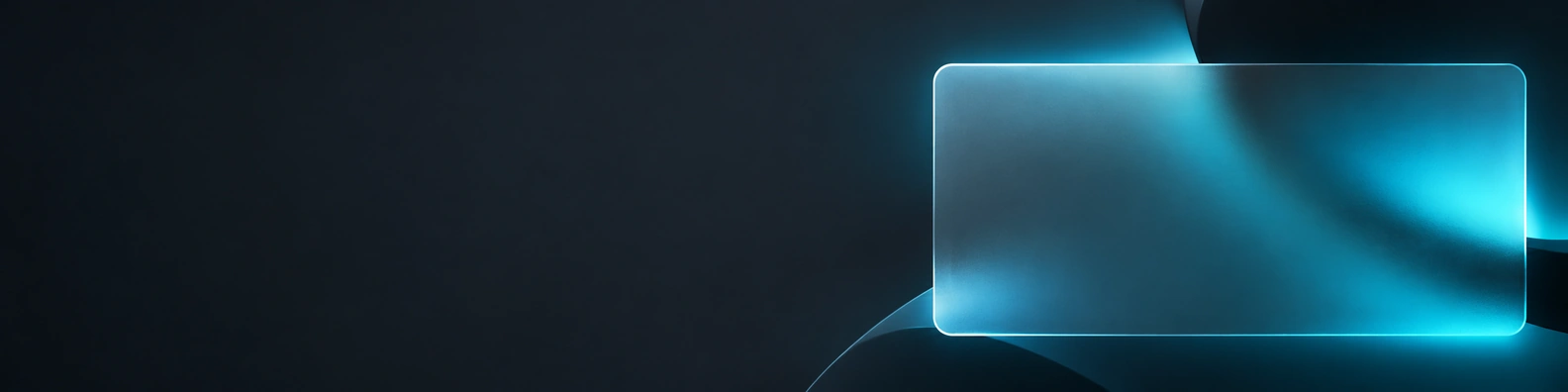 Frosted Cyan Panel abstract LinkedIn banner for a professional profile