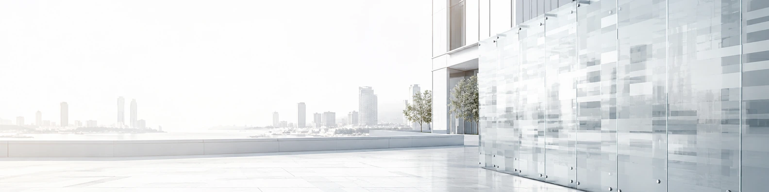 Frosted Glass Plaza Partition urban city LinkedIn banner for a professional profile