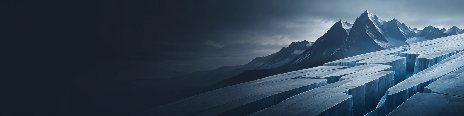 Ice-Blue Crevasse Lines nature-inspired LinkedIn banner for a professional profile
