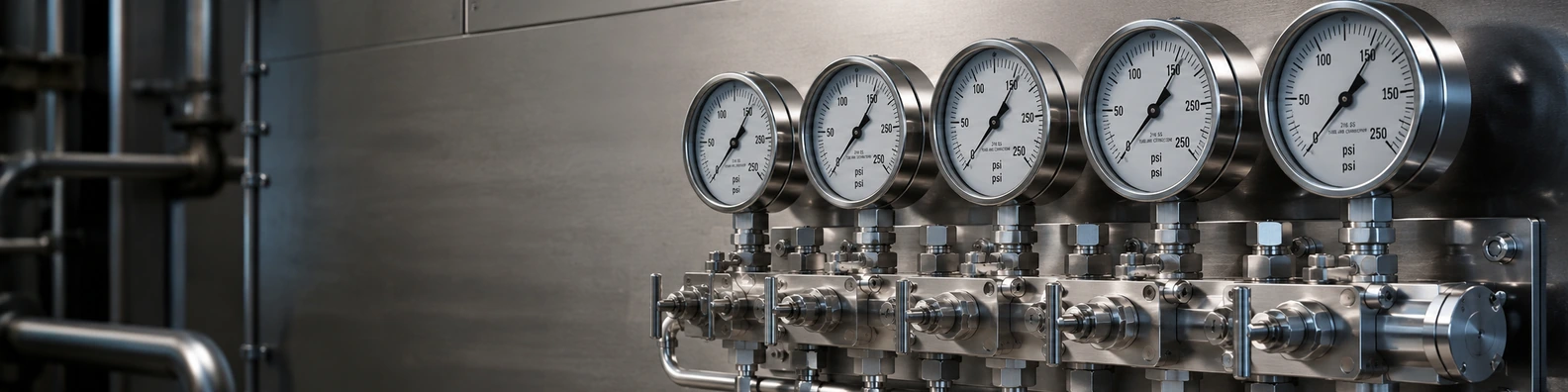 Industrial Pressure Gauge Manifold business LinkedIn banner for real estate architecture and construction professionals