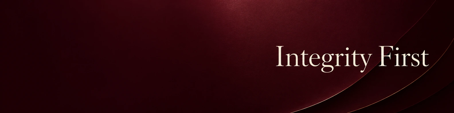 Integrity First quote LinkedIn banner for a professional profile