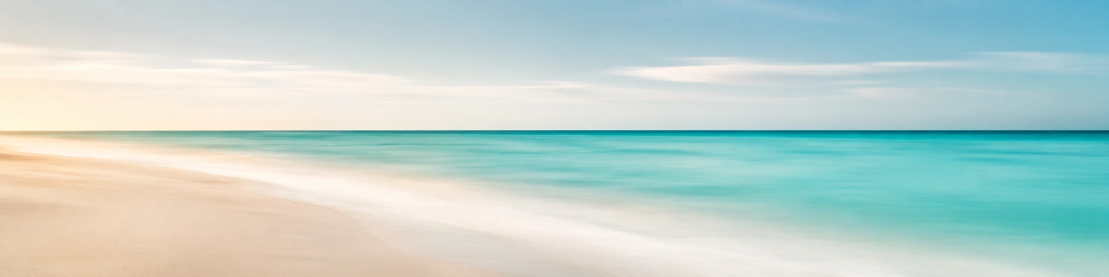 Long-Exposure Aqua Flat nature-inspired LinkedIn banner for a professional profile