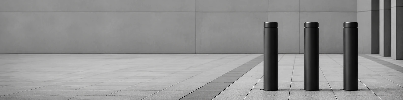 Matte Black Bollard Row urban city LinkedIn banner for a professional profile