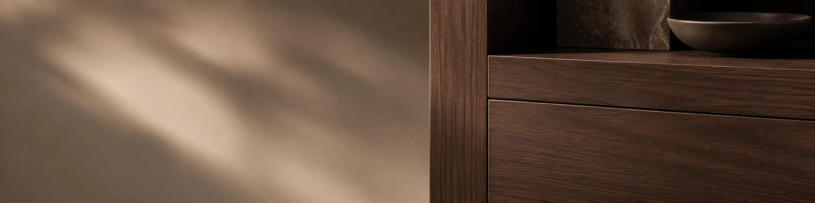 Matte Walnut Joinery business LinkedIn banner for real estate architecture and construction professionals
