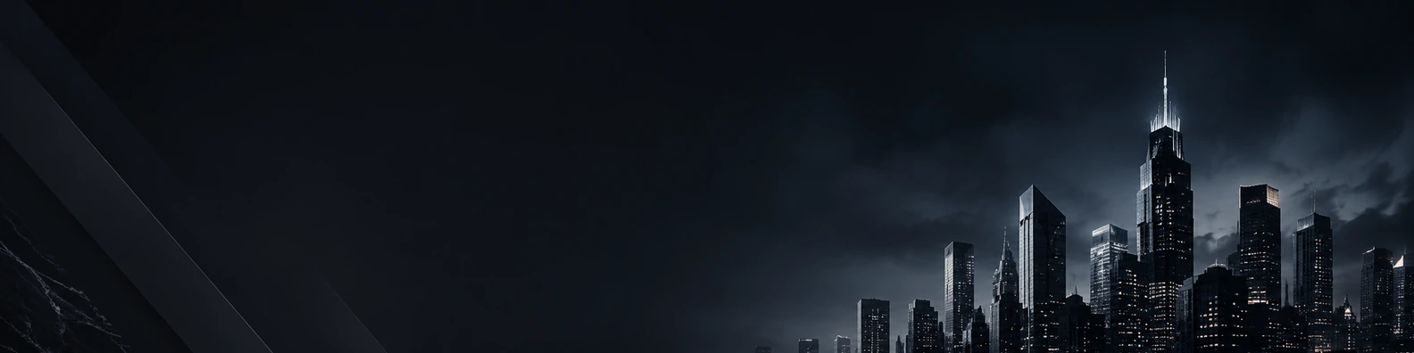 Midnight Obsidian Skyline urban city LinkedIn banner for a professional profile