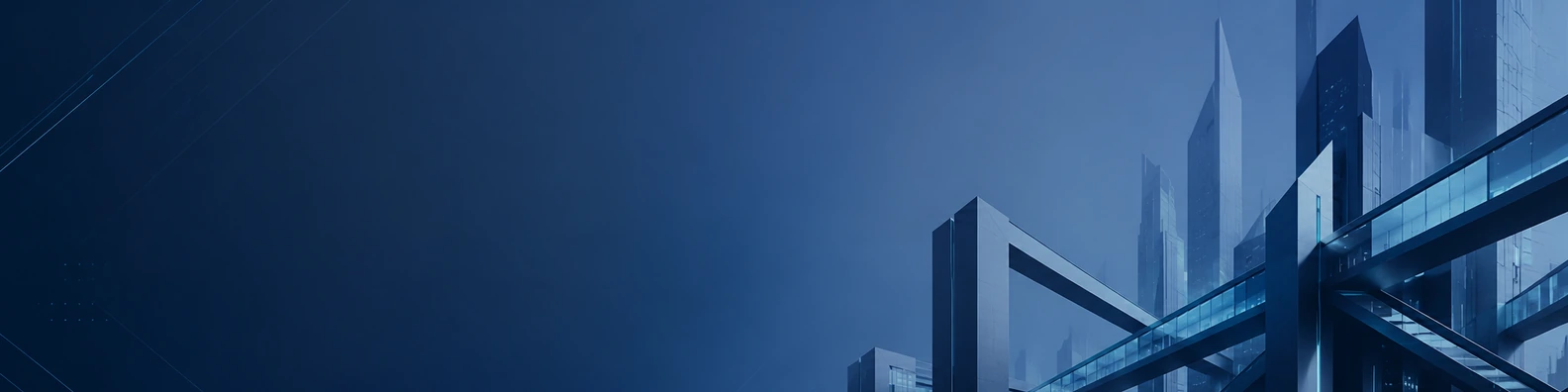 Minimal Geometric Skybridges urban city LinkedIn banner for a professional profile