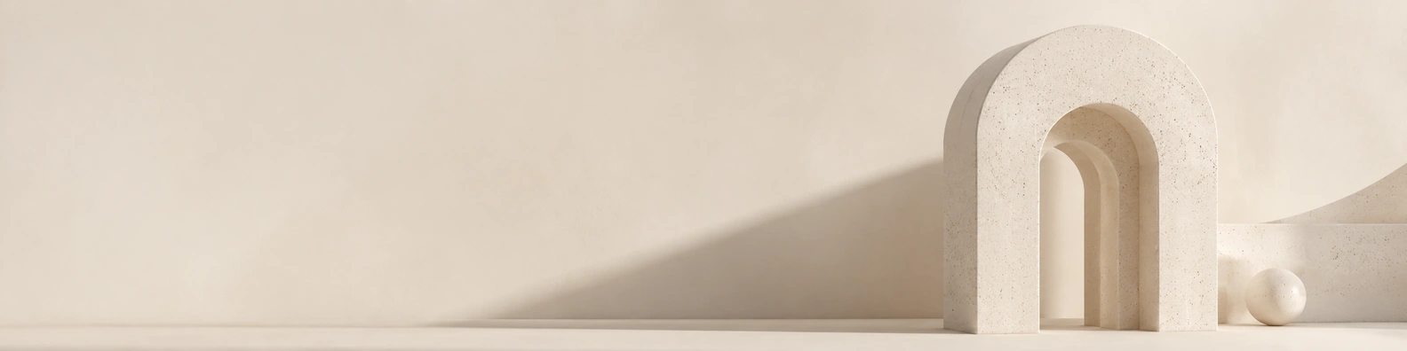 Minimalist Terrazzo Arch abstract LinkedIn banner for a professional profile