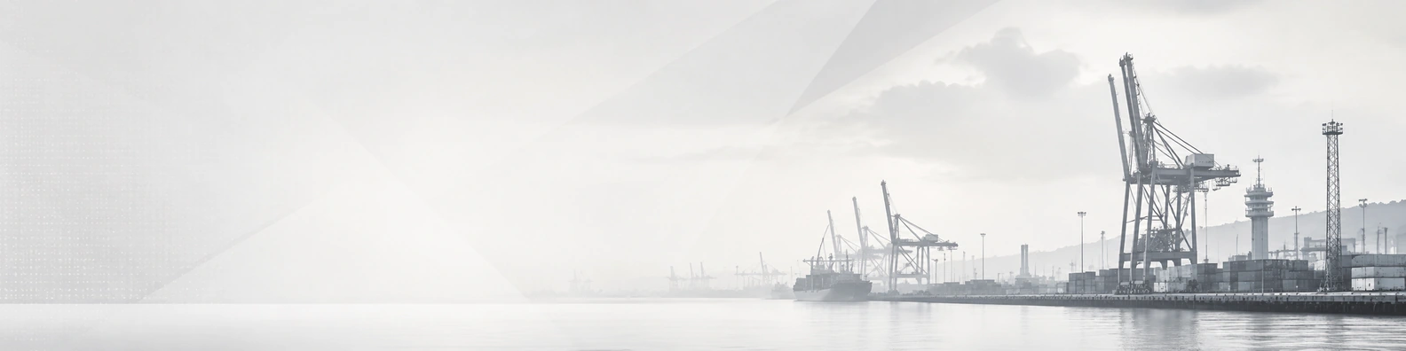 Monochromatic Industrial Port Skyline urban city LinkedIn banner for a professional profile
