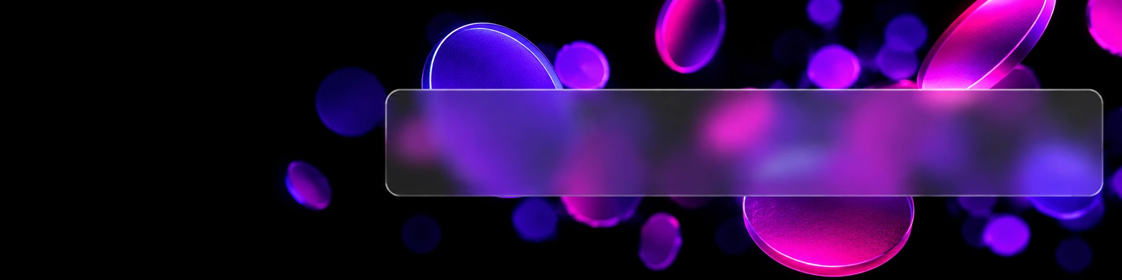 Neon Floating Discs abstract LinkedIn banner for a professional profile