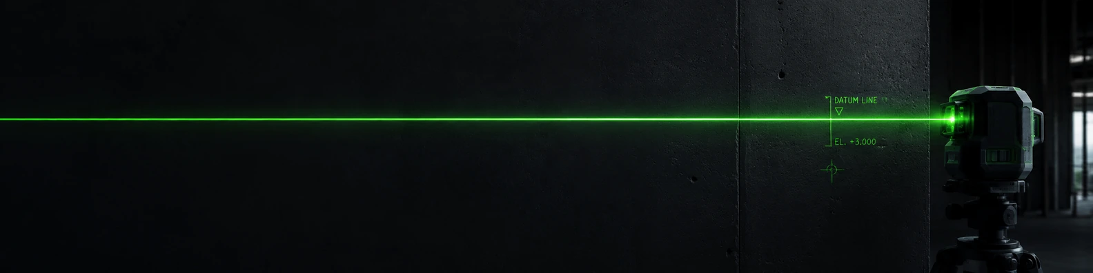 Neon Laser Level Datum Line business LinkedIn banner for real estate architecture and construction professionals