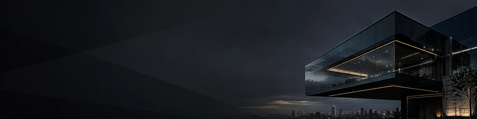 Obsidian Glass Cantilever urban city LinkedIn banner for a professional profile