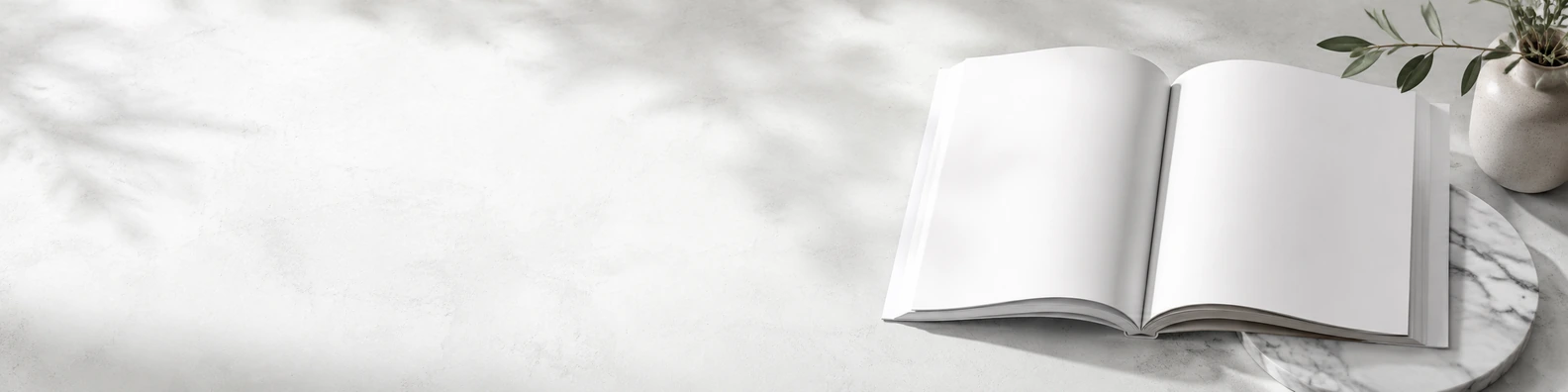 Open Magazine Spread Void creative LinkedIn banner for a professional profile