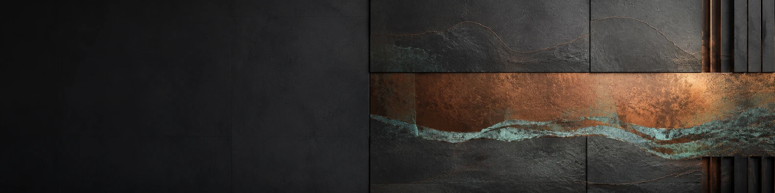 Oxidized Copper Ribbon business LinkedIn banner for real estate architecture and construction professionals