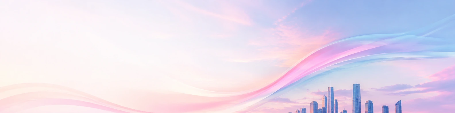 Pastel Horizon Sky Ribbon urban city LinkedIn banner for a professional profile