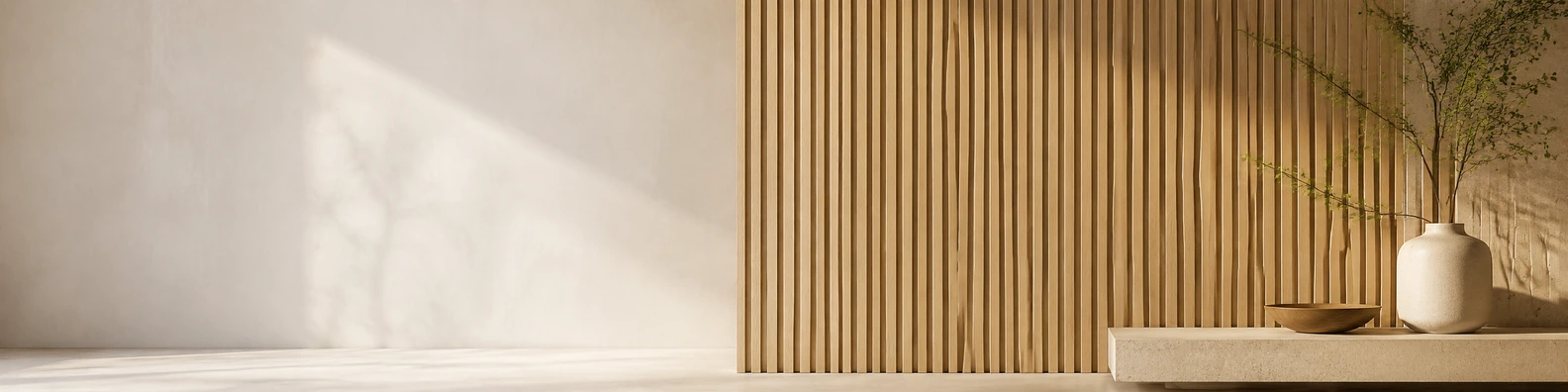 Rift Oak Slat Wall business LinkedIn banner for real estate architecture and construction professionals
