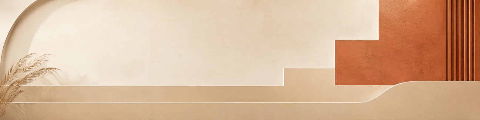 Sand & Terracotta Step geometric LinkedIn banner with clean custom text space