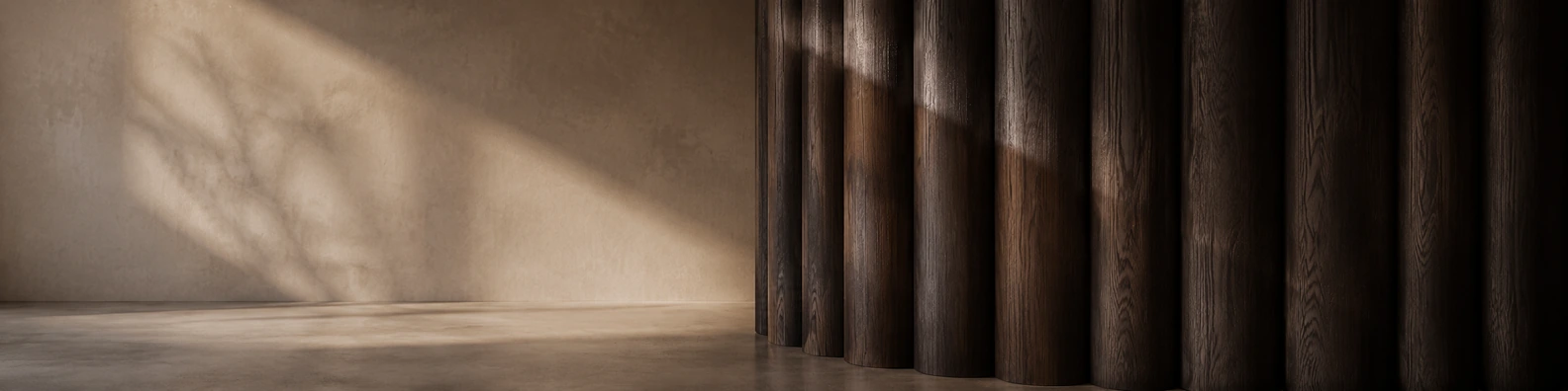 Smoked Oak Fluting business LinkedIn banner for real estate architecture and construction professionals