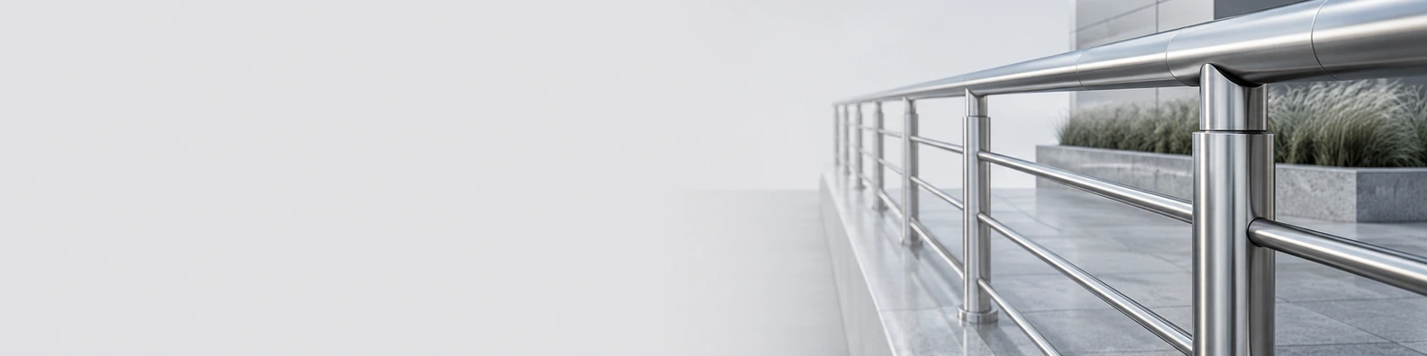 Stainless Steel Plaza Railing urban city LinkedIn banner for a professional profile