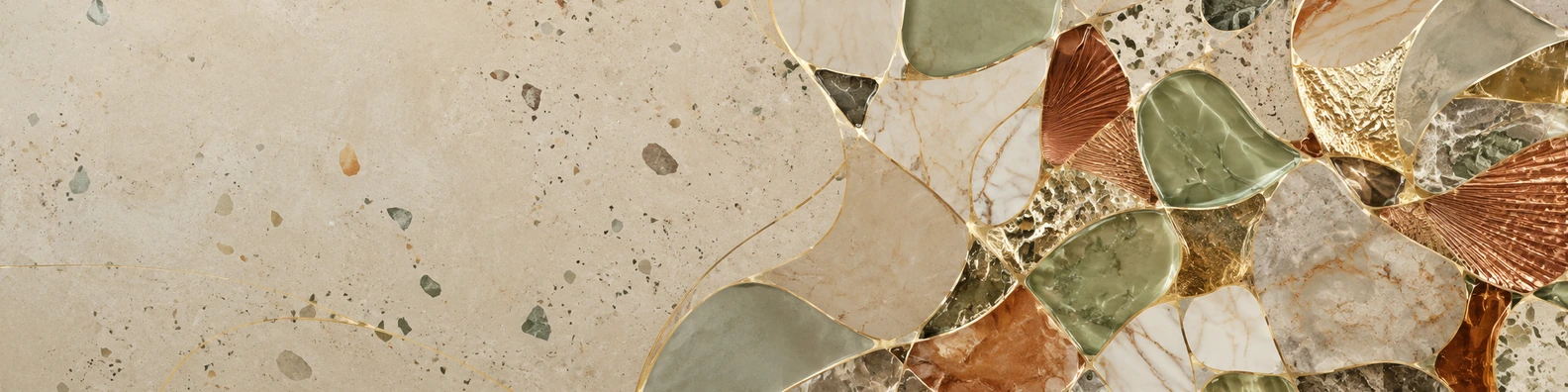 Terrazzo Brass Inlay creative LinkedIn banner for a professional profile
