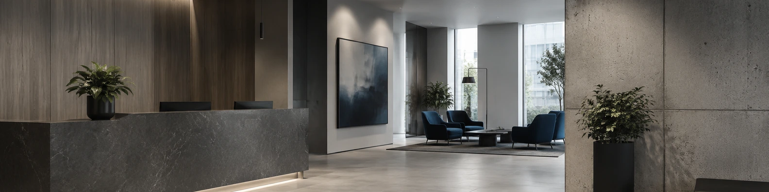 Urban Hub Reception business LinkedIn banner for a professional profile