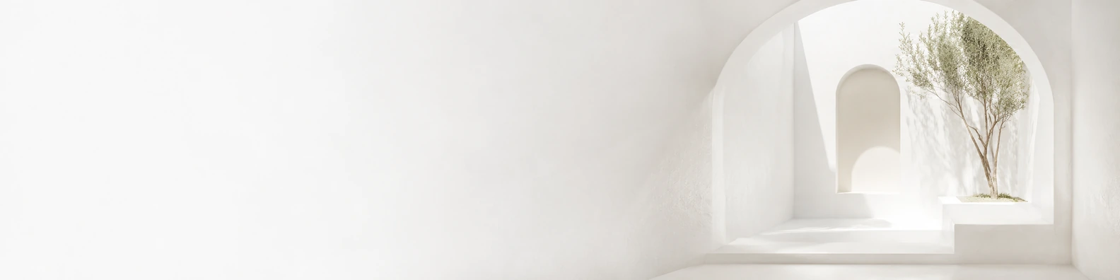 White Plaster Courtyard Void urban city LinkedIn banner for a professional profile